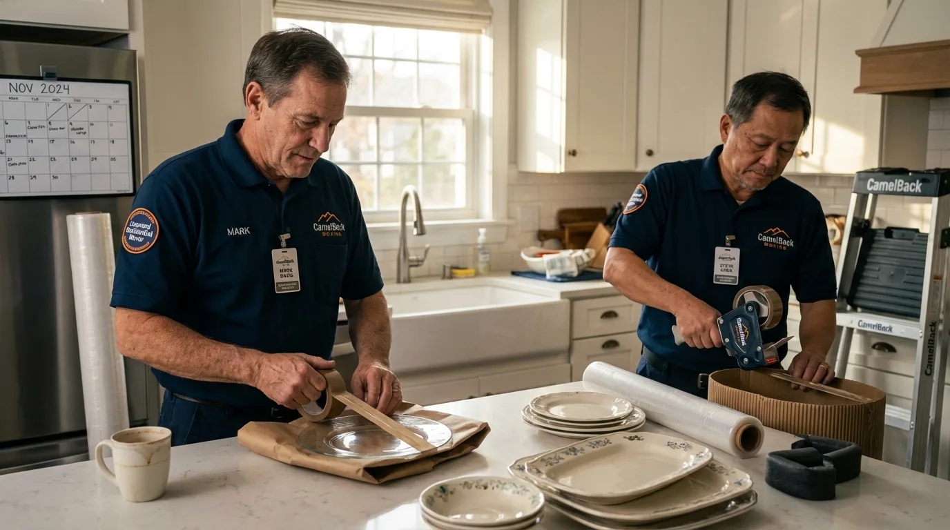 Professional crew packing kitchen dishware in Bonner Springs, KS